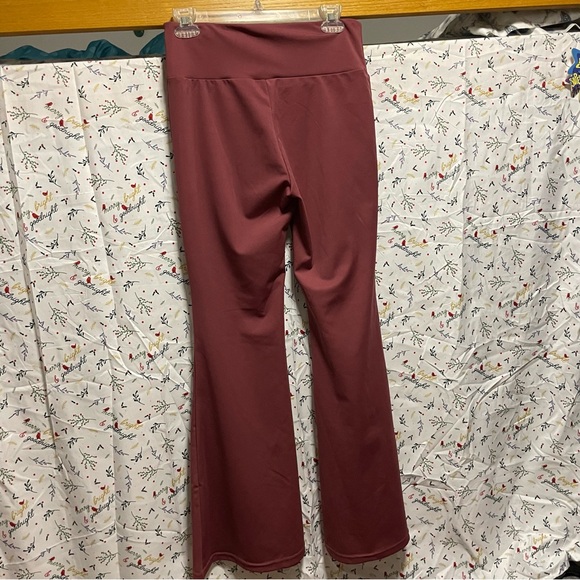 Women's Boot Cut Flare Leggings / Yoga Pants - Burgundy / Maroon - Picture 2 of 7